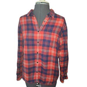 Madewell Womens Flannel‎ Plaid Button-Down Shirt Medium Cotton Red & Blue